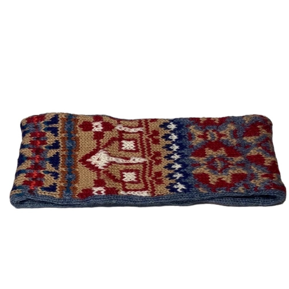 Emilime Boho Headwrap 100% Alpaca Tribal Print Red Blue